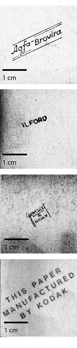 examples of backprinting found on photographic paper